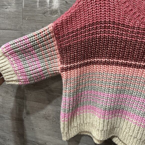 Victoria Secret Striped Oversized Cropped Cable Knit Sweater Sz Xs Alpaca Blend - Picture 4 of 7